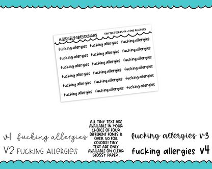 Foiled Tiny Text Series - Fucking Allergies Checklist Size Planner Stickers for any Planner or Insert
