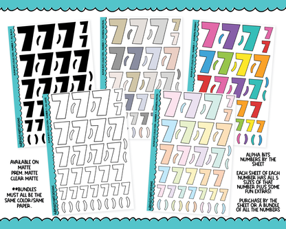 Alpha Bits V1 Number Stickers Grouped By Number Typography Planner Stickers for any Planner or Insert