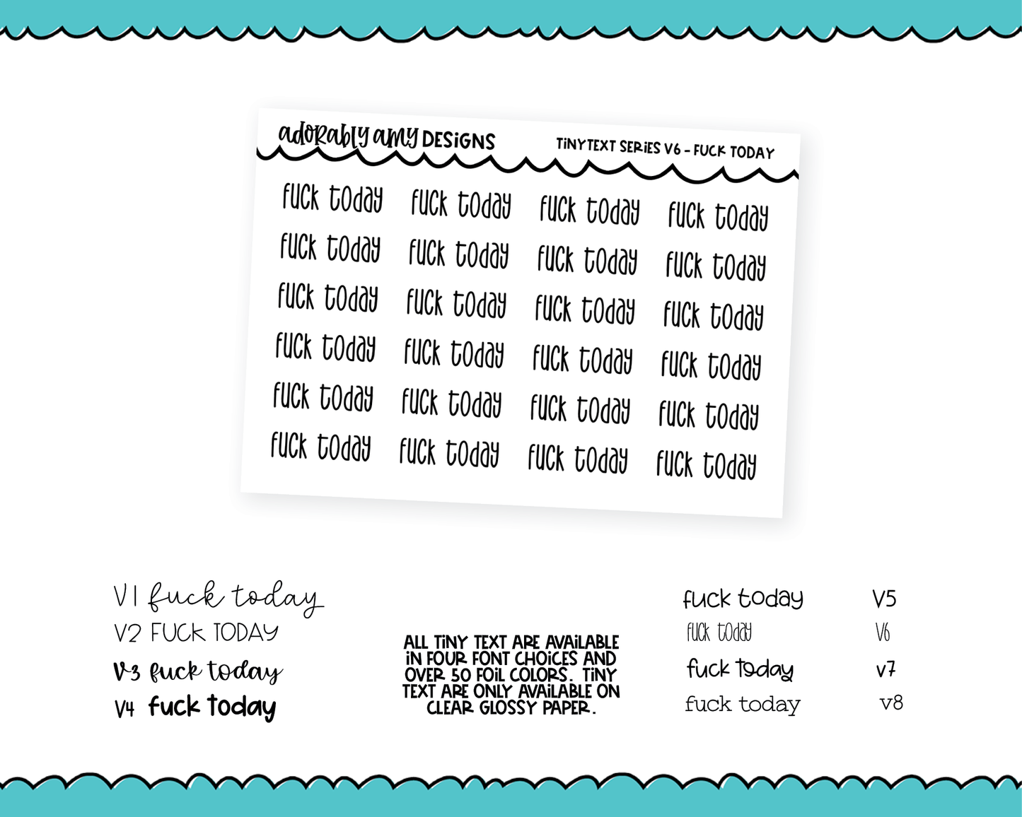 Foiled Tiny Text Series - Fuck Today Checklist Size Planner Stickers for any Planner or Insert