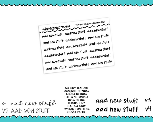 Foiled Tiny Text Series - AAD New Stuff Checklist Size Planner Stickers for any Planner or Insert