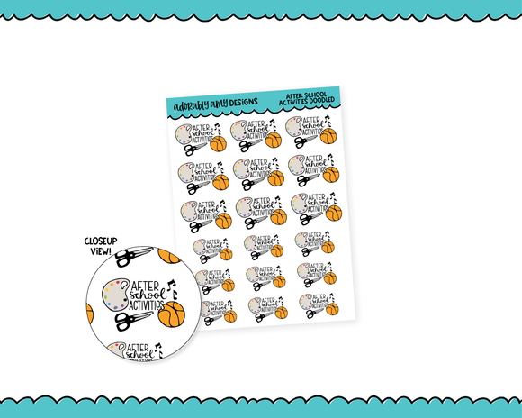 After School Activities Doodle Typography Planner Stickers for any Planner or Insert