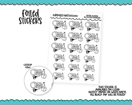 Foiled After School Activities Planner Stickers for any Planner or Insert
