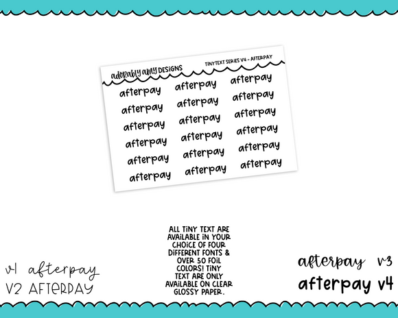 Foiled Tiny Text Series - Afterpay Checklist Size Planner Stickers for any Planner or Insert