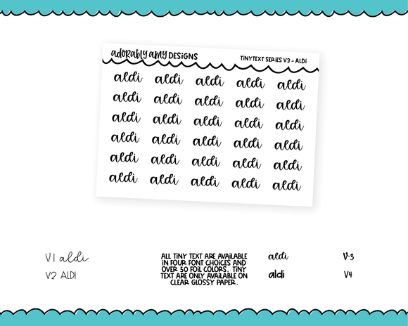 Foiled Tiny Text Series - Aldi Checklist Size Planner Stickers for any Planner or Insert