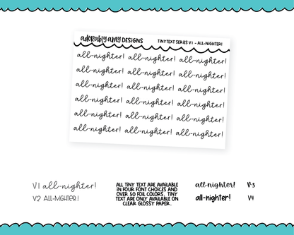 Foiled Tiny Text Series - All-Nighter Checklist Size Planner Stickers for any Planner or Insert