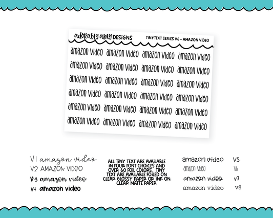 Foiled Tiny Text Series - Amazon Video Checklist Size Planner Stickers for any Planner or Insert