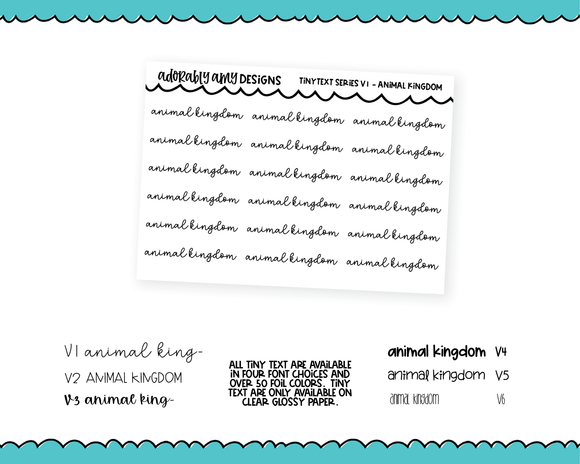 Foiled Tiny Text Series - Animal Kingdom Checklist Size Planner Stickers for any Planner or Insert