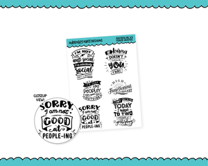 Antisocial Behavior V3 Quote Sampler Planner Stickers for any Planner or Insert