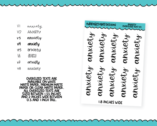 Oversized Text - Anxiety Large Text Planner Stickers