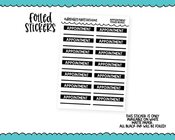 Foiled Appointment Reminder Tracker Boxes Planner Stickers for any Planner or Insert