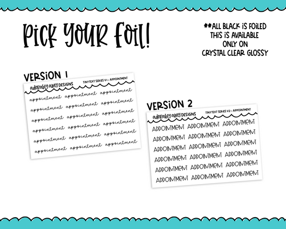 Foiled Tiny Text Series -   Appointment Checklist Size Planner Stickers for any Planner or Insert