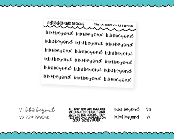 Foiled Tiny Text Series - Bed Bath & Beyond Checklist Size Planner Stickers for any Planner or Insert