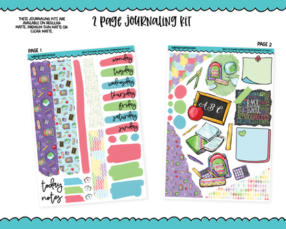 Journaling Kit Back to School Watercolor Planner Sticker Kit in White OR Black for Blackout Planners