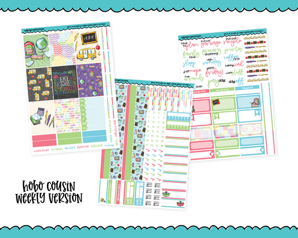 Hobonichi Cousin Weekly Back to School Watercolor Planner Sticker Kit for Hobo Cousin or Similar Planners