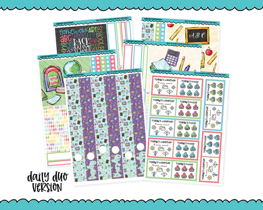 Daily Duo Back to School Watercolor Weekly Planner Sticker Kit for Daily Duo Planner