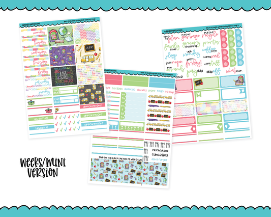 Mini B6/Weeks Back to School Watercolor Weekly Planner Sticker Kit sized for ANY Vertical Insert
