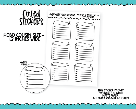 Foiled Hobo Cousin Banner Checklist Box Planner Stickers for Hobo Cousin or any Planner or Insert
