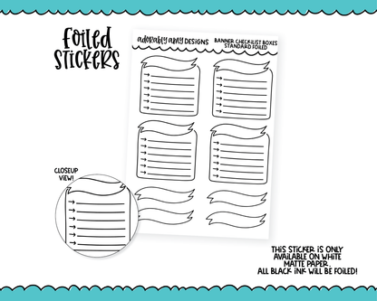 Foiled Banner Checklist Standard Boxes Planner Stickers for any Planner or Insert