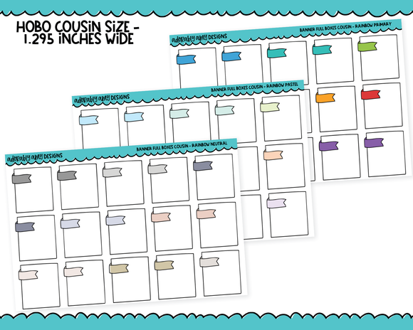 Hobo Cousin Rainbow Banner Full Boxes Planner Stickers for Hobo Cousin or any Planner or Insert