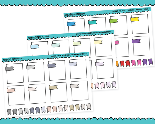 Rainbow Banner Full Boxes Standard Stickers for any Planner or Insert