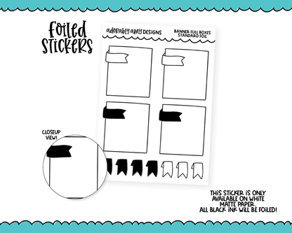 Foiled Banner Full Boxes Standard Size Functional Decorative Planner Stickers for any Planner or Insert