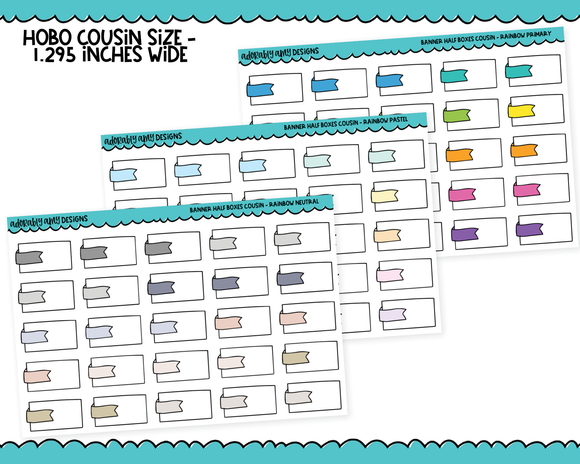 Hobo Cousin Rainbow Banner Half Boxes Planner Stickers for Hobo Cousin or any Planner or Insert