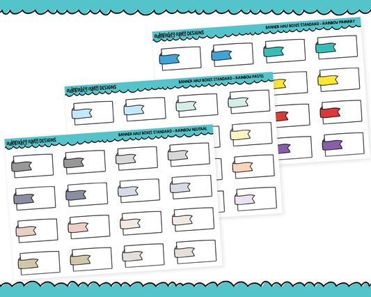 Rainbow Banner Half Boxes Standard Stickers for any Planner or Insert