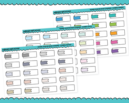 Rainbow Banner Quarter Boxes Standard Stickers for any Planner or Insert