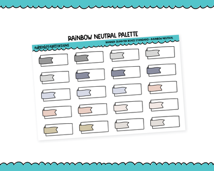 Rainbow Banner Quarter Boxes Standard Stickers for any Planner or Insert