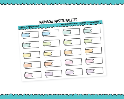 Rainbow Banner Quarter Boxes Standard Stickers for any Planner or Insert