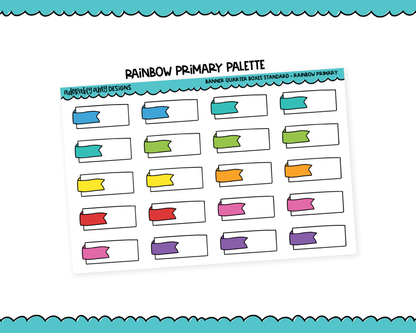 Rainbow Banner Quarter Boxes Standard Stickers for any Planner or Insert