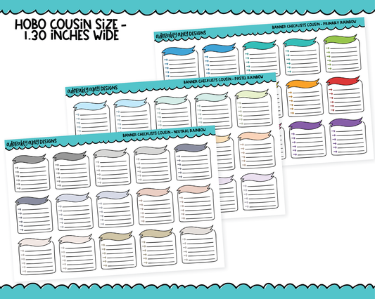 Hobo Cousin Rainbow Banner Checklist Boxes Planner Stickers for Hobo Cousin or any Planner or Insert