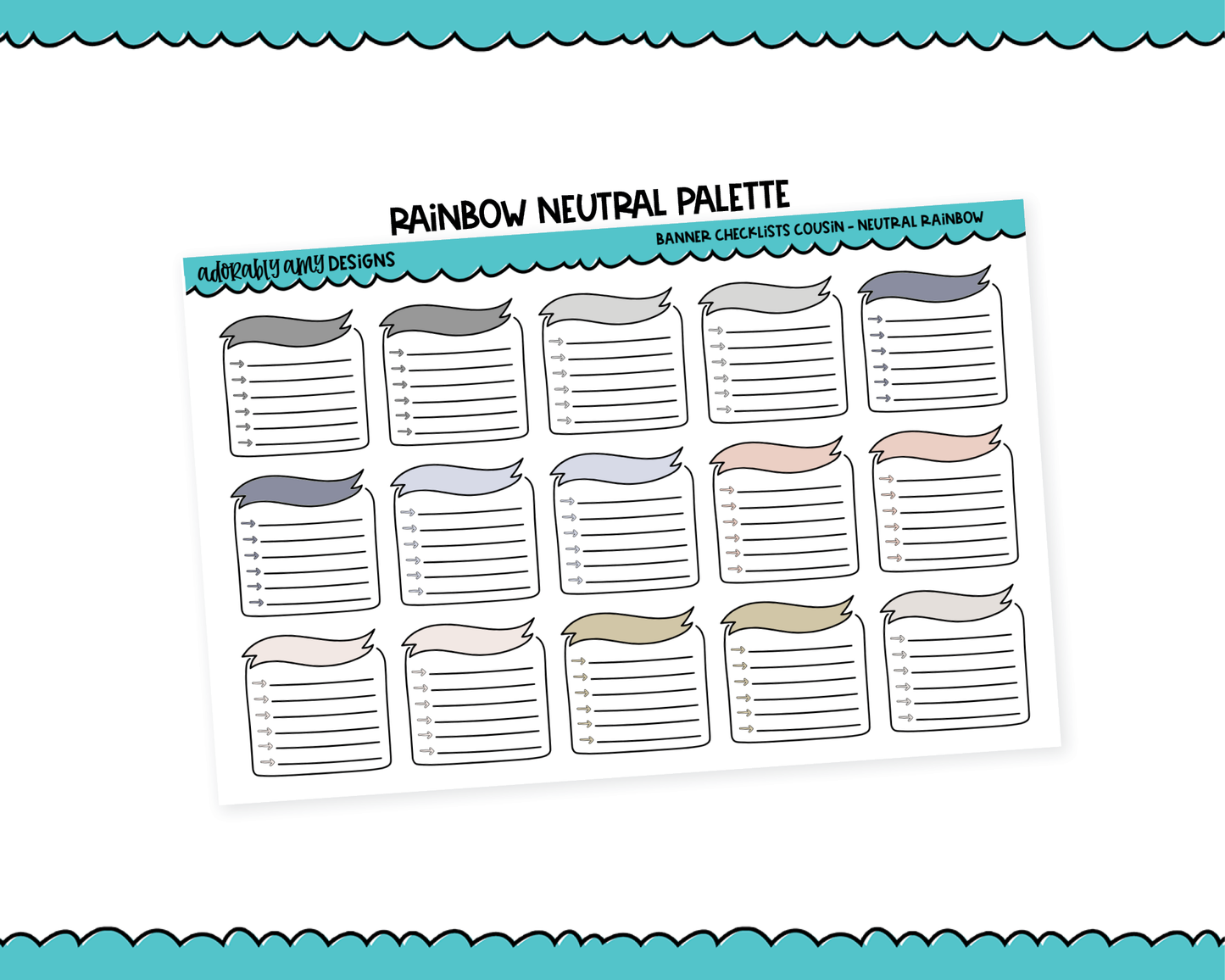 Hobo Cousin Rainbow Banner Checklist Boxes Planner Stickers for Hobo Cousin or any Planner or Insert