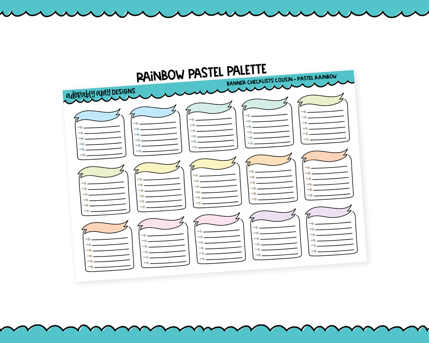 Hobo Cousin Rainbow Banner Checklist Boxes Planner Stickers for Hobo Cousin or any Planner or Insert