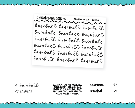 Foiled Tiny Text Series - Baseball Checklist Size Planner Stickers for any Planner or Insert