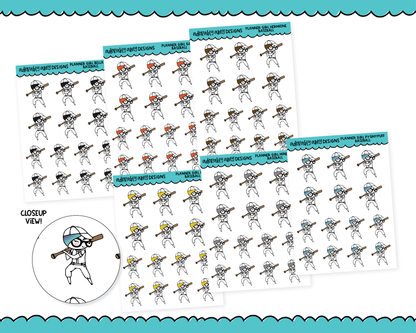 Doodled Planner Girls Character Stickers Baseball Decoration Planner Stickers for any Planner or Insert