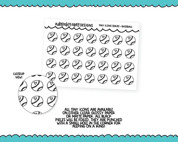 Foiled Tiny Icon Series - Baseballs Tiny Size Planner Stickers for any Planner or Insert