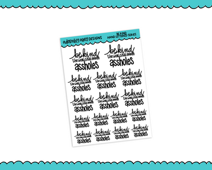 Hand Lettered Be Kind Snarky Planner Stickers for any Planner or Insert - Adorably Amy Designs