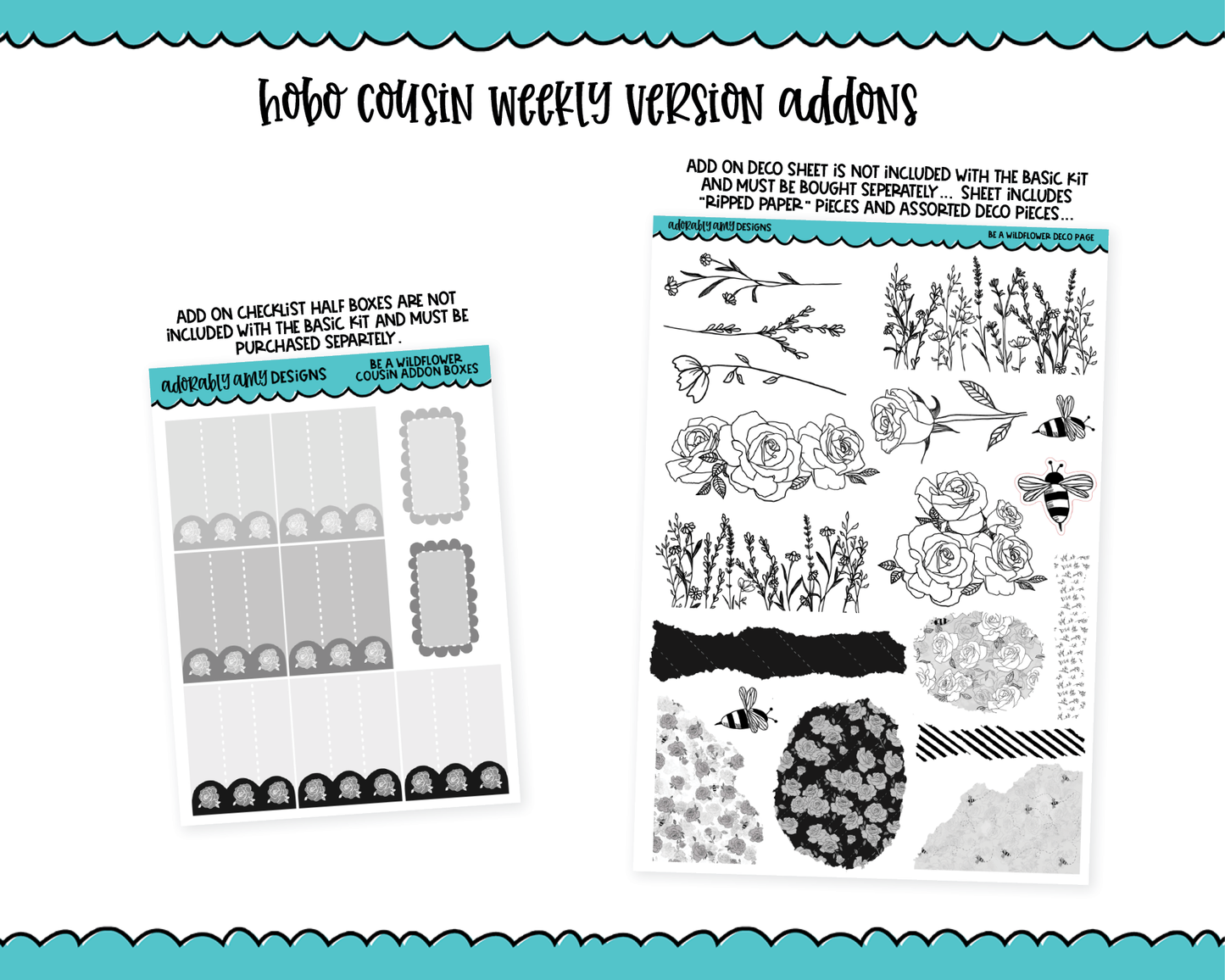 Hobonichi Cousin Weekly Be A Wildflower Planner Sticker Kit for Hobo Cousin or Similar Planners