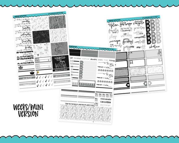 Mini B6/Weeks Be A Wildflower Weekly Planner Sticker Kit sized for ANY Vertical Insert