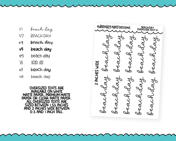 Foiled Oversized Text - Beach Day Large Text Planner Stickers