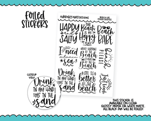 Foiled Beach Life Quote Sampler Planner Stickers for any Planner or Insert