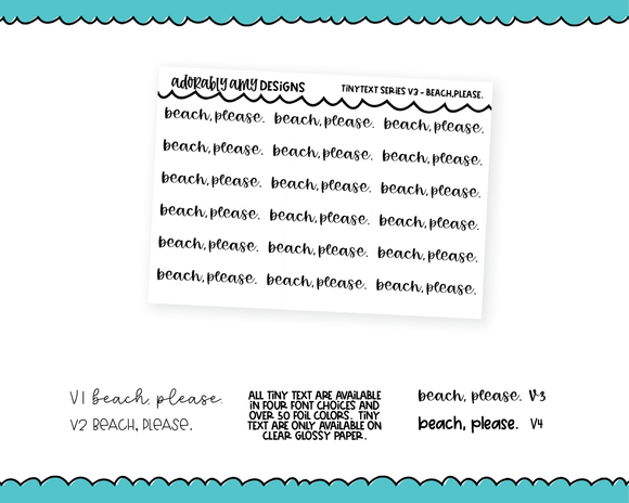 Foiled Tiny Text Series - Beach Please Checklist Size Planner Stickers for any Planner or Insert
