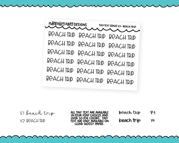Foiled Tiny Text Series - Beach Trip Checklist Size Planner Stickers for any Planner or Insert