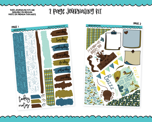 Journaling Kit Bed Bugs Bite Themed Planner Sticker Kit in White OR Black for Blackout Planners