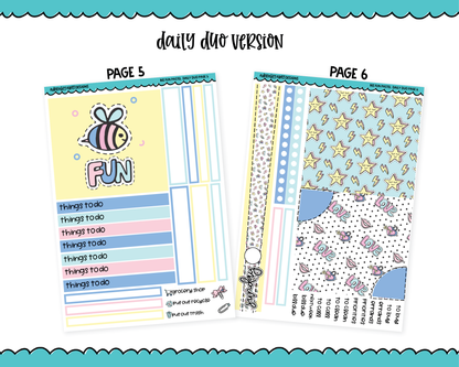 Daily Duo Bee Fun Pastel Summer Fun Themed Weekly Planner Sticker Kit for Daily Duo Planner