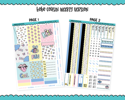 Hobonichi Cousin Weekly Bee Fun Pastel Planner Sticker Kit for Hobo Cousin or Similar Planners