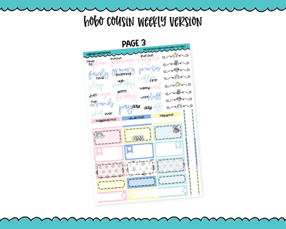 Hobonichi Cousin Weekly Bee Fun Pastel Planner Sticker Kit for Hobo Cousin or Similar Planners