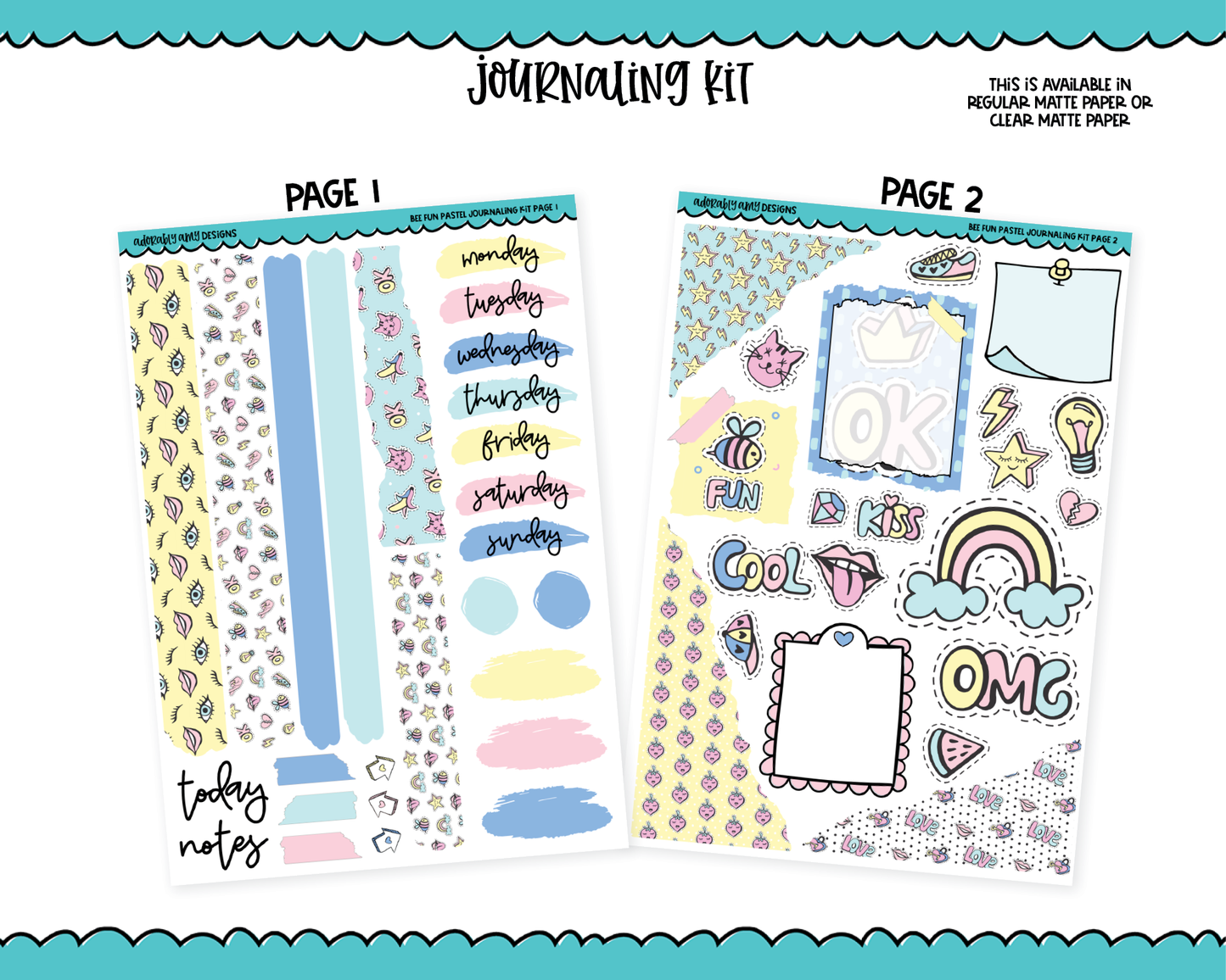 Journaling Kit - Bee Fun Pastel Planner Sticker Kit