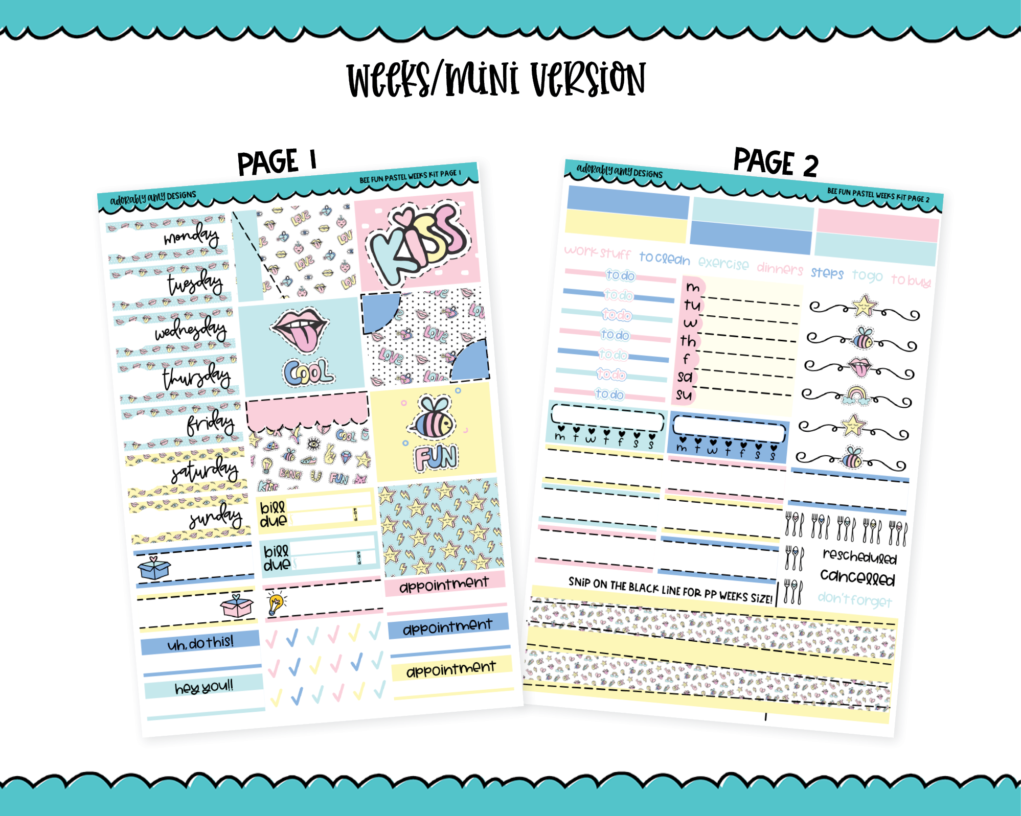 Mini B6 A Little Treat Weekly Planner Sticker Kit sized for ANY Vertical  Insert